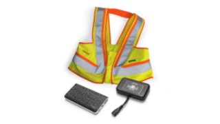 Interaktive Warnweste, Tragbare Einheit und Fahrzeugeinheit